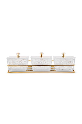 Karaca Maria Cam Decorative 3-Piece Presentation Bowl / Breakfast Gold 30 X 10 cm