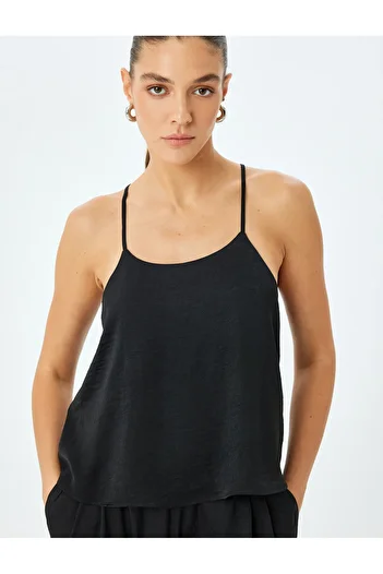 Koton Thin Strap Halter Neck Satin Tank Top