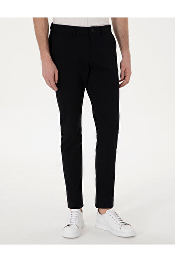 Pierre Cardin Siyah Slim Fit Beli Lastikli Kanvas Pantolon 50308080-VR046