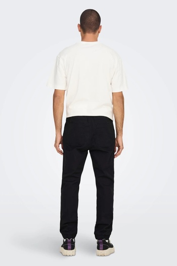 Only & Sons Onslinus Workwear Cuff Pant Men's Black Trousers - 22024458