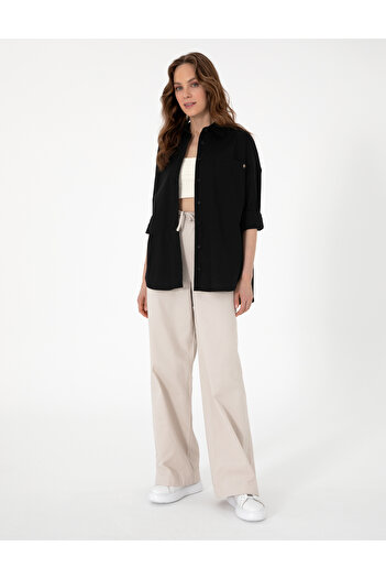 Pierre Cardin Siyah Oversize Uzun Kollu Gömlek 50313596-VR046