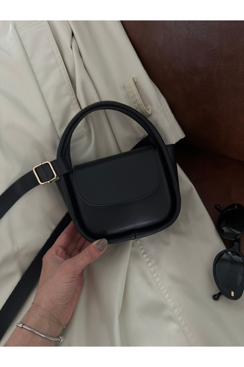 NOTHING Women's Black Covered Mini Shoulder Bag with Magnet Closure