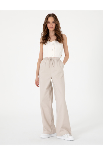Pierre Cardin Bej Yüksek Bel Loose Fit Pantolon 50313136-VR011