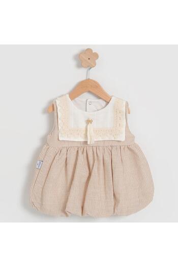 TRENDİMİZBİR Baby Girl Balloon Skirt Lace Collar Woven Dress