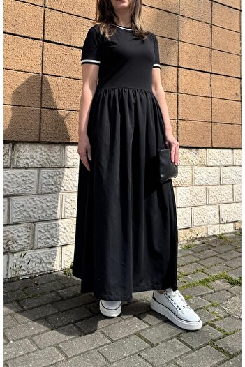Neon Kadın Siyah Yazlık Cepli Şık Uzun Elbise Xs/s/m/l