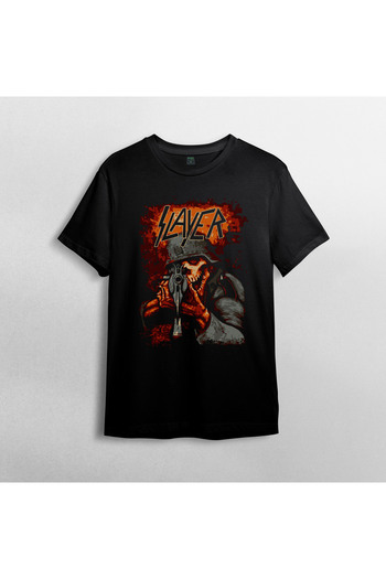 Pixxa Μπλουζάκι Unisex Slayer 100% βαμβακερό μεταλλικό γιακά Biker Model 2