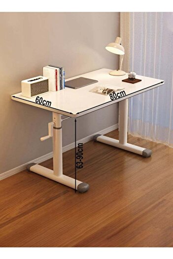 Taimi Desk Modern Design Height Adjustable with Steel Legs, Computer desk Study, 80X60cm - White