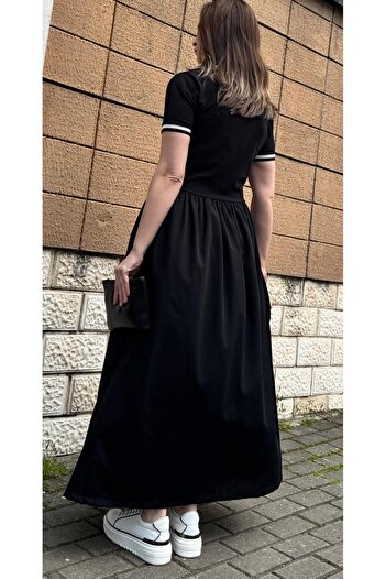 Neon Kadın Siyah Yazlık Cepli Şık Uzun Elbise Xs/s/m/l