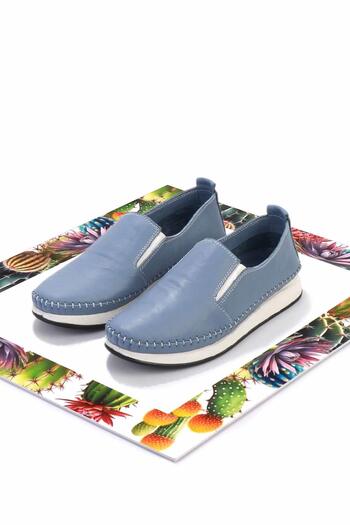 Bambi Denim Blue Leather Women's Casual Shoes K01908222203