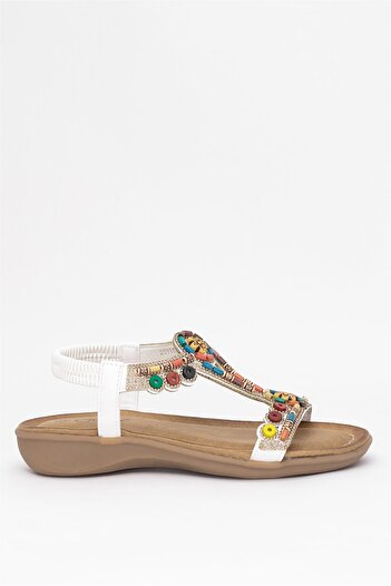 Guja Women's Stone Flat Sandals - White 25Y150-1