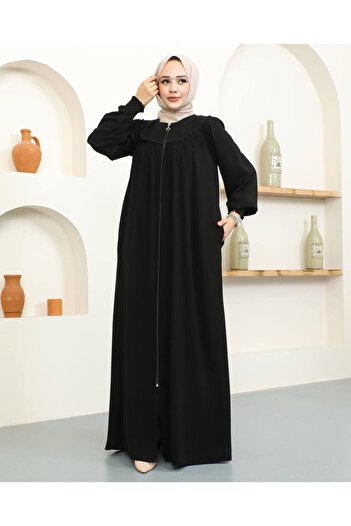 ECESSAMODAM Gathered Medina Silk Ferace with Gipeli Robe and Sleeves