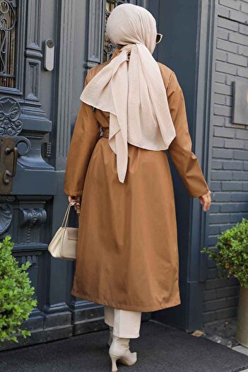 Neva Style Taba Hijab Trench Coat - Κουμπιά, Μοντέλο 62131TB
