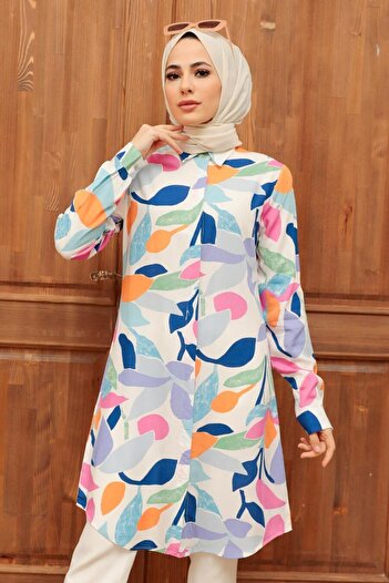 Neva Style Patterned Hijab Viscose Tunic 11580Dsn2