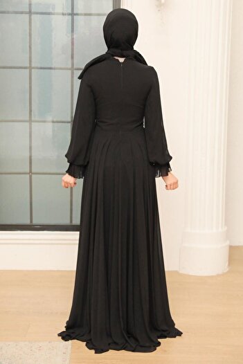 Neva Style Beaded Black Hijab Evening Dress 753S
