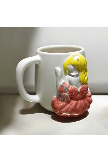 seda seramik Handmade Girl in Pink Dress Mug Cup 400ml