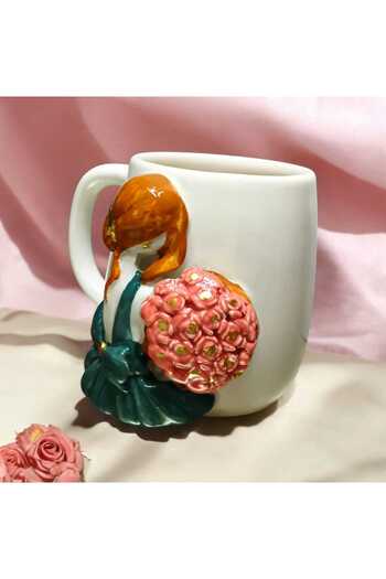 seda seramik Handmade Girl in Green Dress Mug Cup 400ml