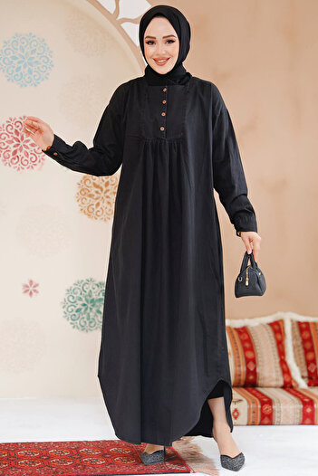 Neva Style Hijab Black Denim Dress - 19121S