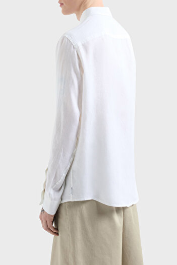 Armani Exchange 100% Linen Regular Fit Straight Collar Shirt Men's Shirt Xm 001221   Af14619 U0001