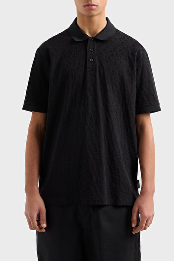 Armani Exchange Ανδρικό μπλουζάκι POLO με ανάγλυφο λογότυπο 100% βαμβάκι με κανονική εφαρμογή με κουμπιά