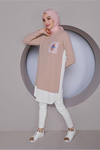 Alvina Piece Detail Tunic with Button on the Back 41369