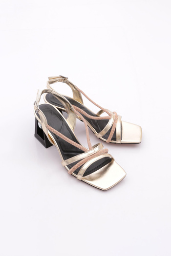 DGN 618 Women's Silver Stone Banded Heeled Sandals