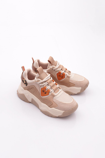 DGN Women's Lace-Up Thick Sole Sports Shoes Beige Tan 762323138
