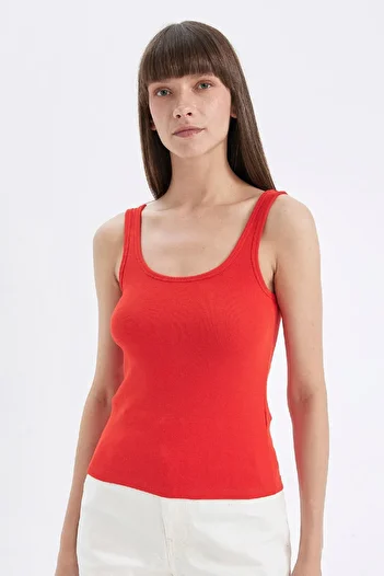 DeFacto Slim Fit Slim Fit U Neck Rib Basic Plain Undershirt C0095Ax24Au
