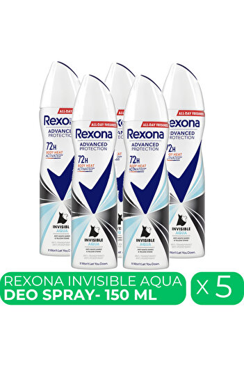 Rexona Invisible Aqua, deodorant spray for women, 5 x 150 ml