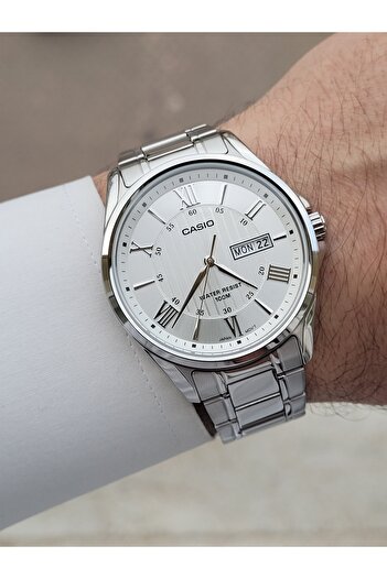 Casio Brand Silver Color Steel Cord Men Wrist Watch