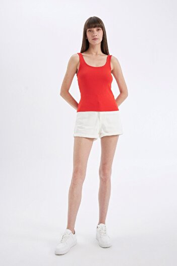 DeFacto Slim Fit Slim Fit U Neck Rib Basic Plain Undershirt C0095Ax24Au