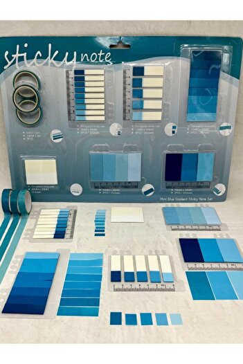 Kağıt Gemi Dükkan Blue Tones Ruled Index Set Sticker/Index/Postit/Post-It/Bookmark/Note Paper/Washi Tape