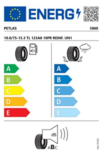 Petlas 10.0/75-15.3 TL 123A8 10PR REINF. UN1 Balya Makinesi Lastiği (Üretim Tarihi 2025)