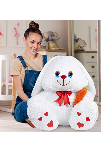 Özgüner Oyuncak 100 cm Giant Size Cute Plush Rabbit Holding Carrots in Hand