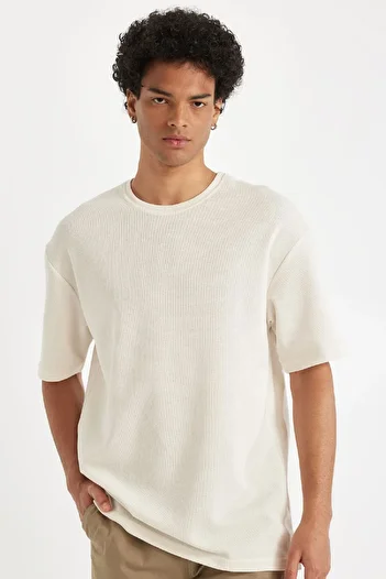 DeFacto Βαρύ μπλουζάκι με κοντό μανίκι Crew Neck Comfort Fit - B4444ax24au