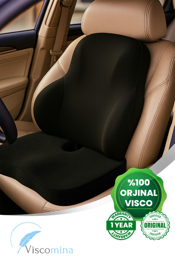 Viscomina Orthopedic Viscosa Lumbar Cushion Orthopedic Viscosa Seating Cushion 2 Pieces Viscosa Set Black Color