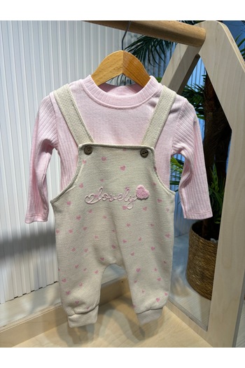 Canbi Kids Baby Girl Pink Bodysuit Lovely Printed Salopet Jumpsuit