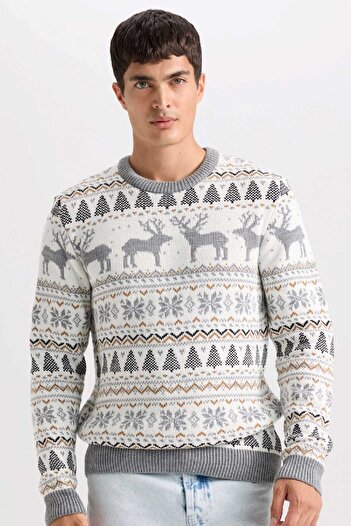 DeFacto Strickpullover mit Rundhalsausschnitt und Standard-Passform für das neue Jahr Y1928az24wn