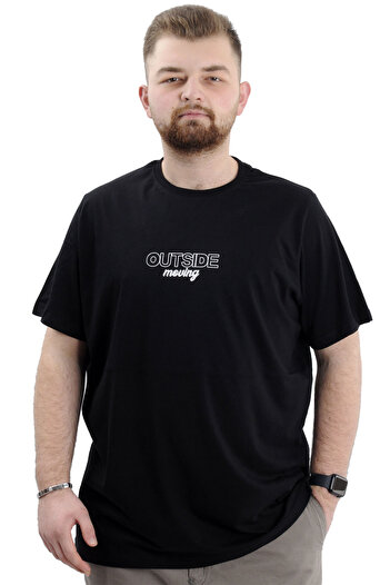 ModeXL XL Mode Oversize Men's T-Shirt - Crew Neck Printed Black