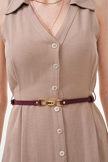 MODAM HİFA Burgundy Mechanism Adjustable Size Women's Belt Trouser Belt Dress Belt Shirt Belt Coat