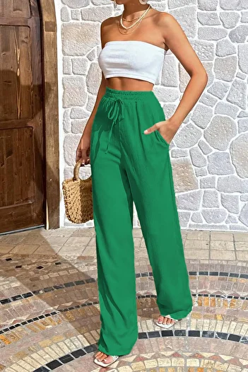 ruNadeS Women's Wrinkled Palazzo Trousers