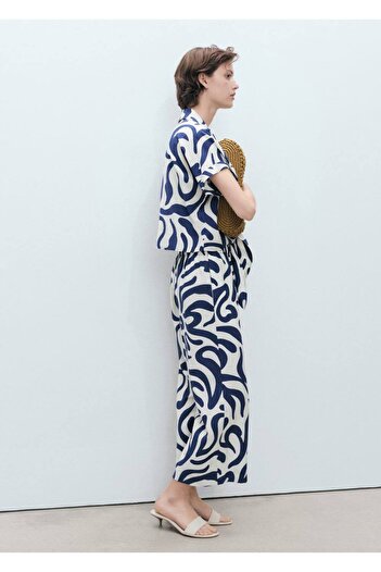 MANGO Woman Oversize Patterned Trousers