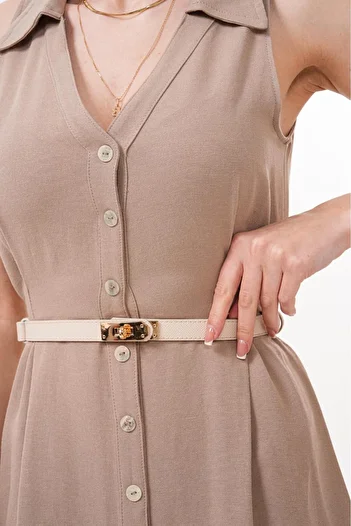 MODAM HİFA Cream Adjustable Size Women's Belt Trouser Belt Dress Belt Shirt Belt Coat Belt