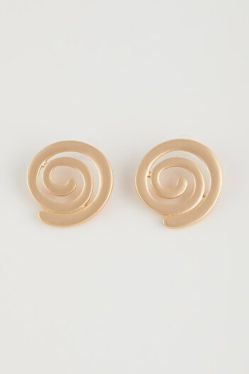 DeFacto Women's Spiral Motif Matte Silver Earrings E1326Axns