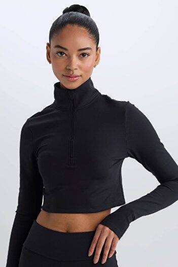 DeFacto Stand Collar Zip Slim Fit Long Sleeve T-Shirt W0343Az25Sp