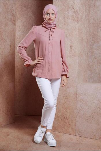 Alvina 44596 Model Tied Collar Blouse