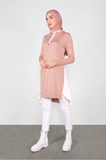 Alvina Hooded Shirt Piece Knitwear Tunic 41060