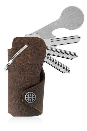 Trusador Ibiza Brown Genuine Leather Unisex Keychain with Bottle Opener for Women and Men
