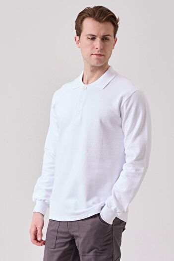 Kardelen İş Elbiseleri Galanthus Polo Sweat Men's Long Sleeve Cotton Sweatshirt for Business and Casual