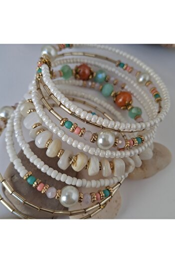 azra takı tasarım Handmade Women's Authentic Wrapped Multiple Natural Stone Bracelet