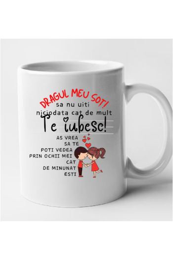 OEM Cana albă personalizată Dragul meu soț, nu uita niciodată cât de mult te iubesc, INOVATIX®. 330 ml